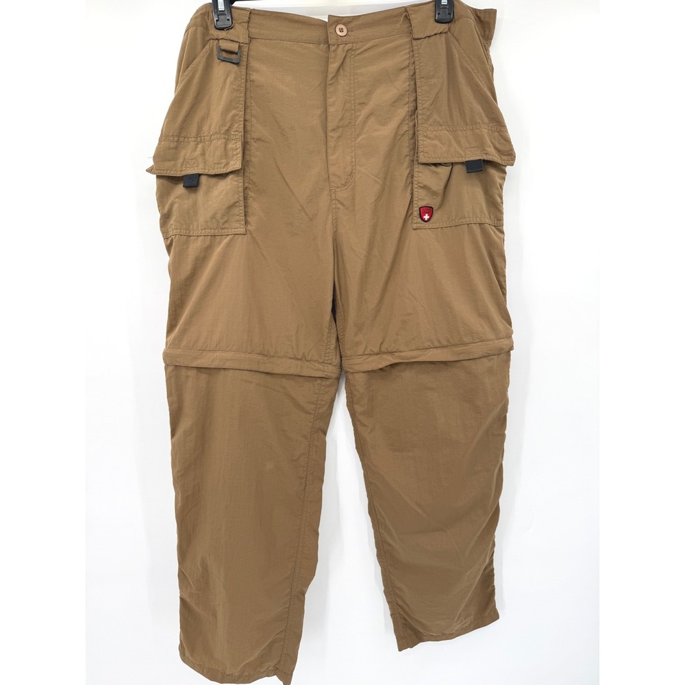Suisse Sport Convertible Cargo Pants Mens XL Brown Nylon Hiking Zip Off Outdoor